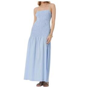 Young Fabulous & Broke Christine Smocked Maxi Dress in Cornflower Blue M